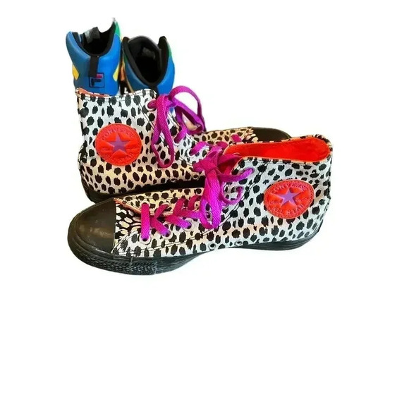 CONVERSE ALL STAR high top animal print with neon accent size 8 - Picture 3 of 9